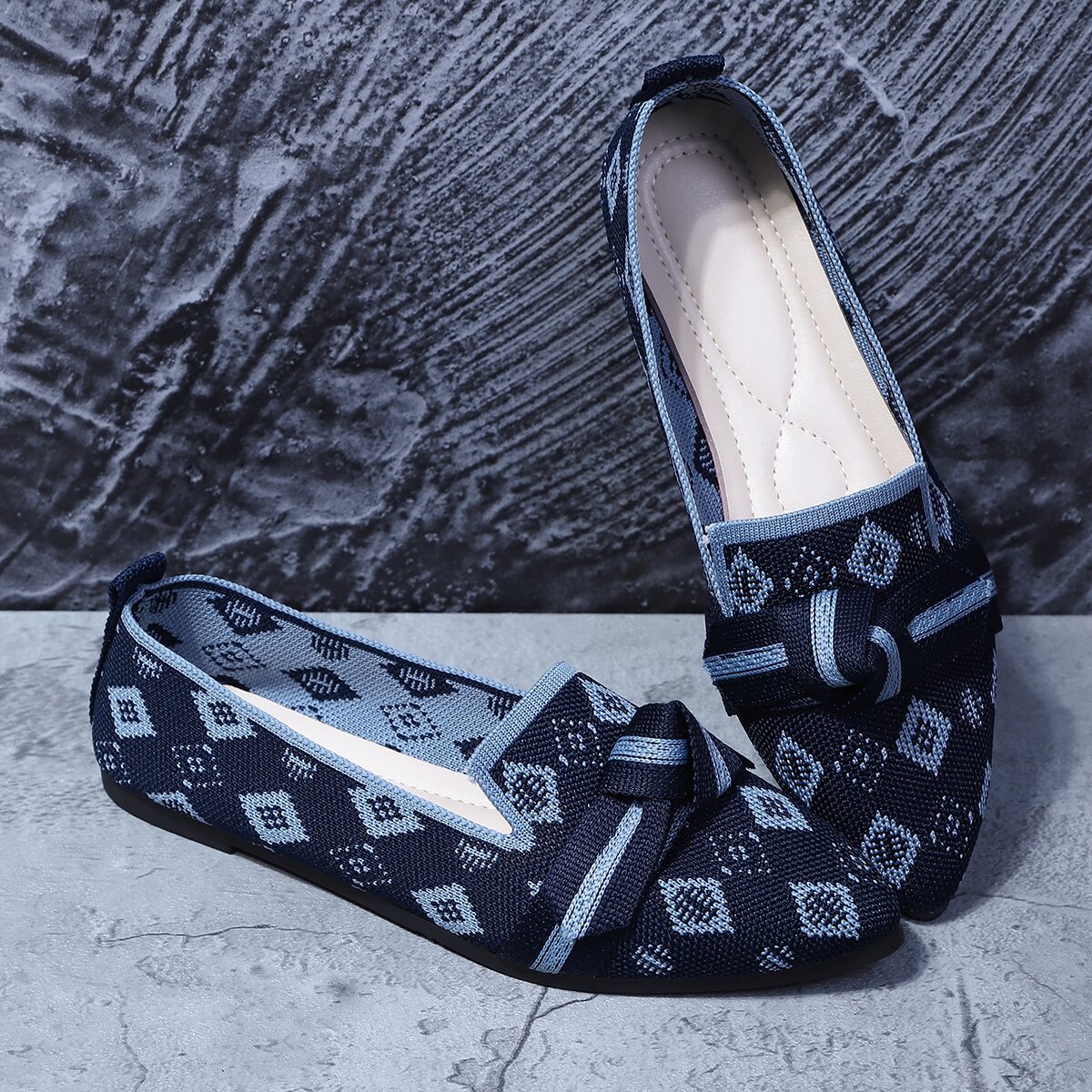Womens Comfortable Non-slip Bow-tie Loafers