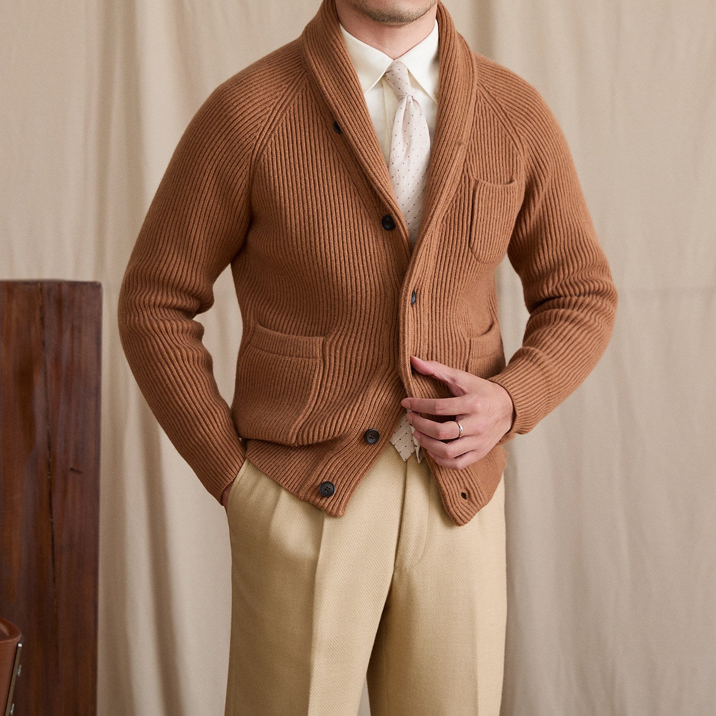 Versatile Knitted Cardigan For Men A Retro Warm Outerwear Piece For Commuting
