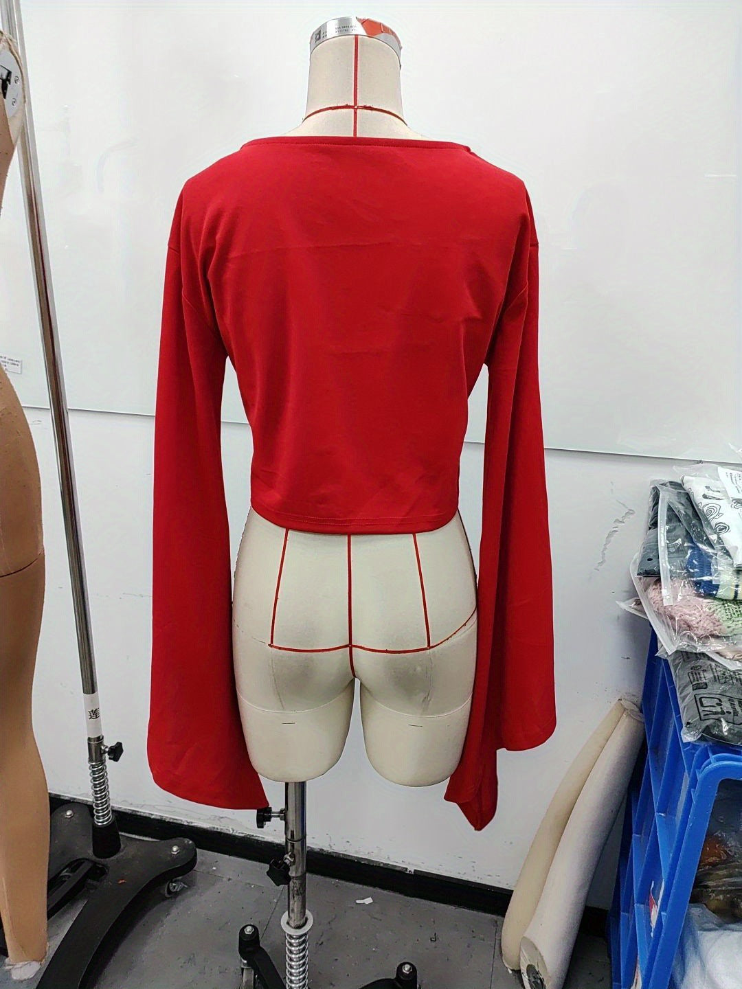 Womens Solid Color Casual Flare Sleeve T Shirt Single Piece Set