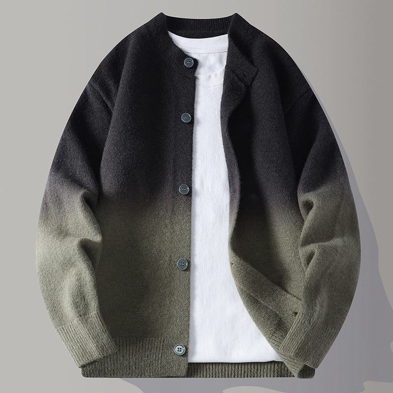 Gradient-knit Cardigan A Unisex Couple-matching Sweater With A Relaxed Casual Fit