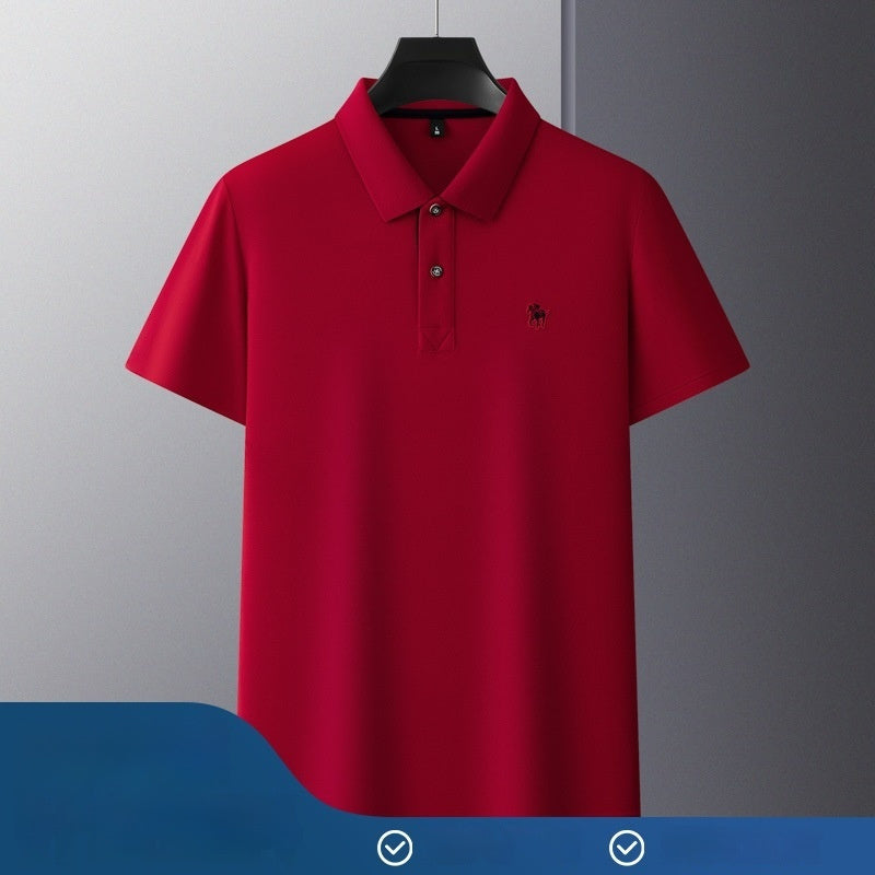 Short Sleeve Lapel Collar Mercerized Double Knit Pique Cotton Mens Top