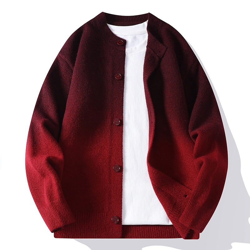 Gradient-knit Cardigan A Unisex Couple-matching Sweater With A Relaxed Casual Fit