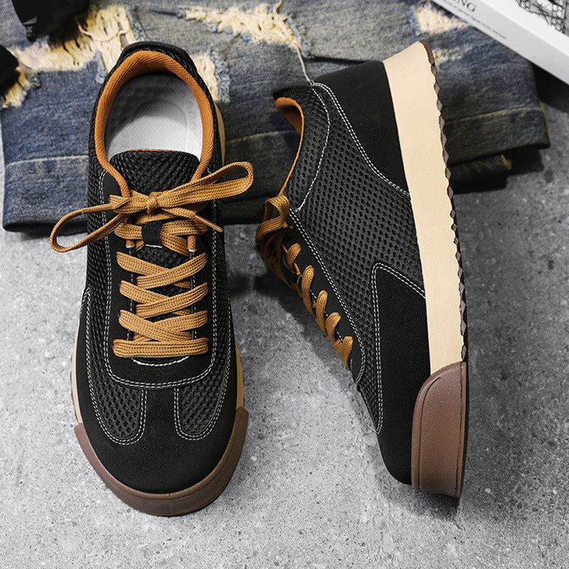 Mens Retro Running Shoes With Thick Sole For Height Increase