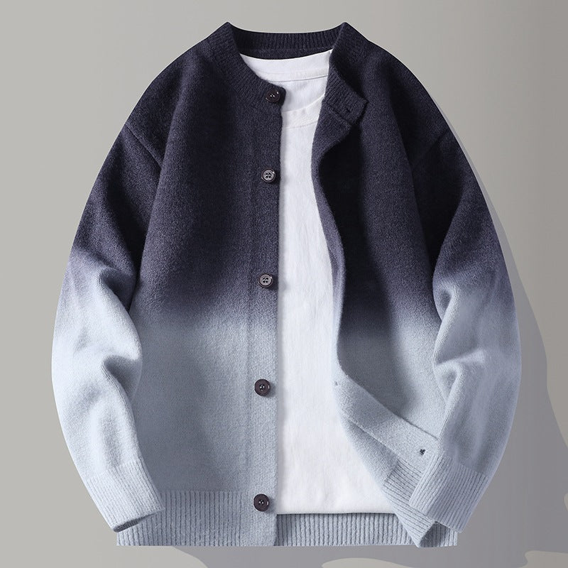 Gradient-knit Cardigan A Unisex Couple-matching Sweater With A Relaxed Casual Fit
