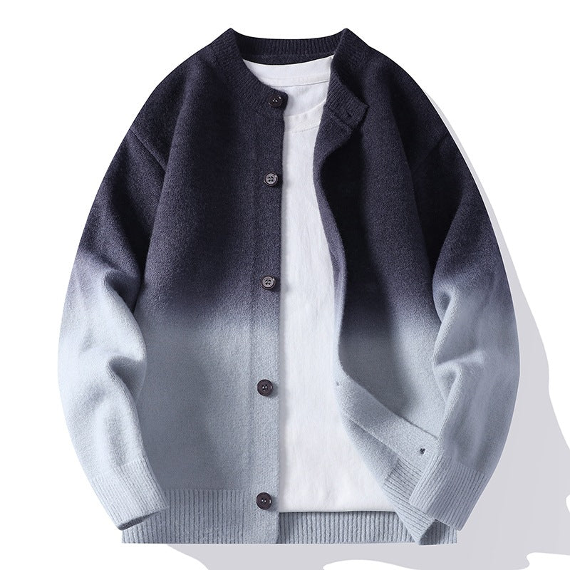 Gradient-knit Cardigan A Unisex Couple-matching Sweater With A Relaxed Casual Fit