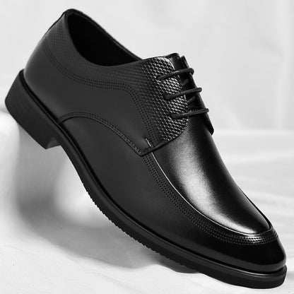 Plus-size Black Lace-up Leather Dress Shoes For All Seasons